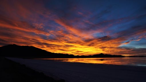 Sunset over the Uyuni Salt Flats in Bolivia