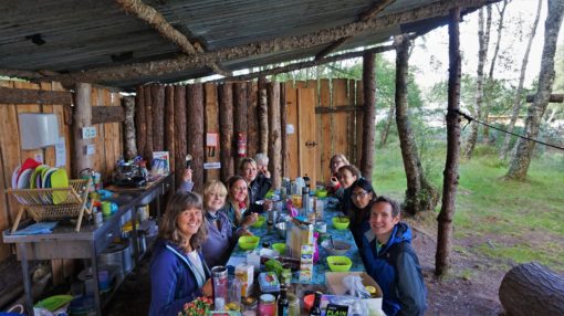 Communal meal at the yoga retreat at ACE Adventures in Scotland