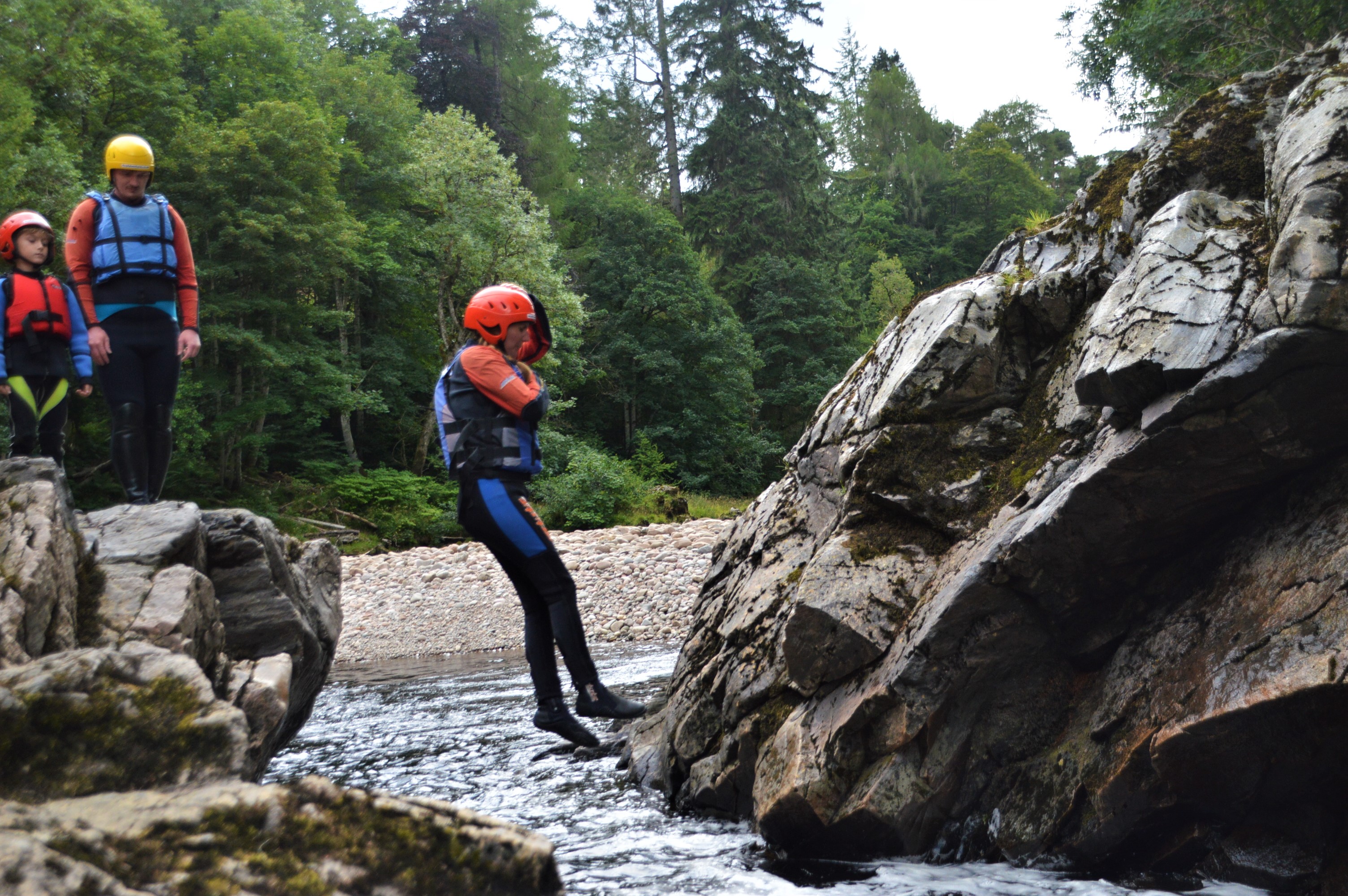 Cliff Jumping at Randolph's Leap on the River Findhorn, Scotland