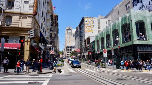Downtown streets in San Francisco, California USA