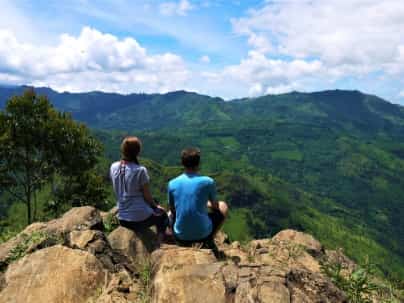 Us at a viewpoint while hiking in Ella, Sri Lanka