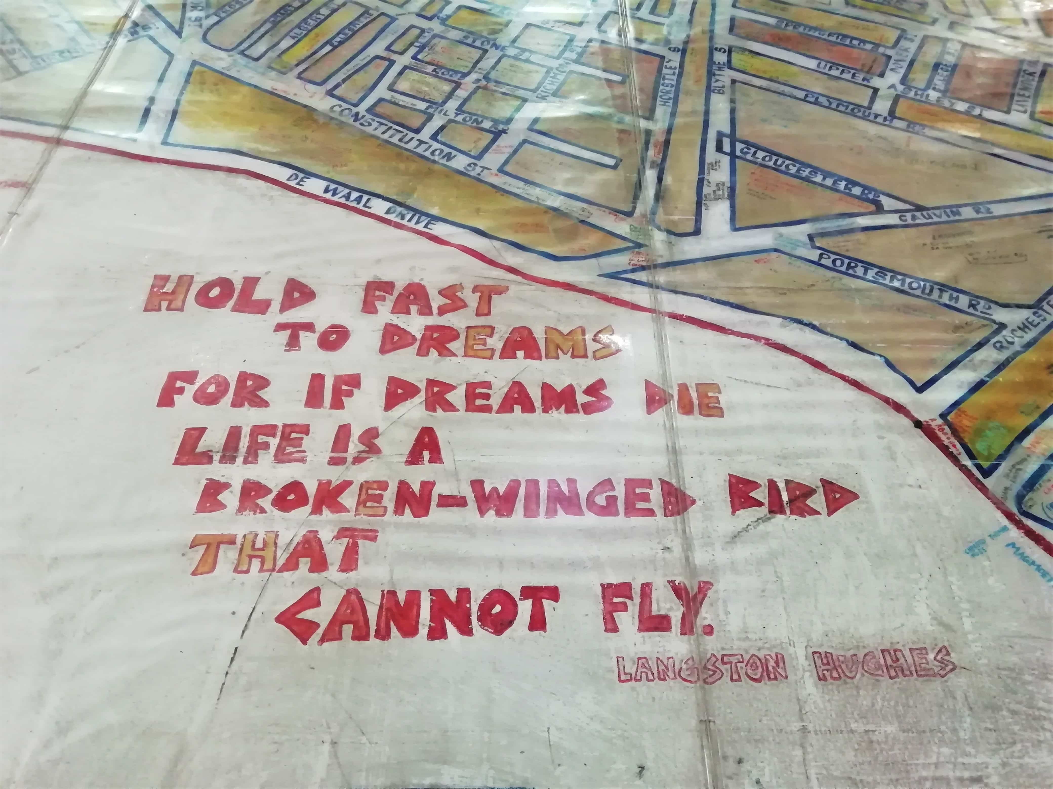 'Hold fast to dreams' mural at the District Six museum in South Africa
