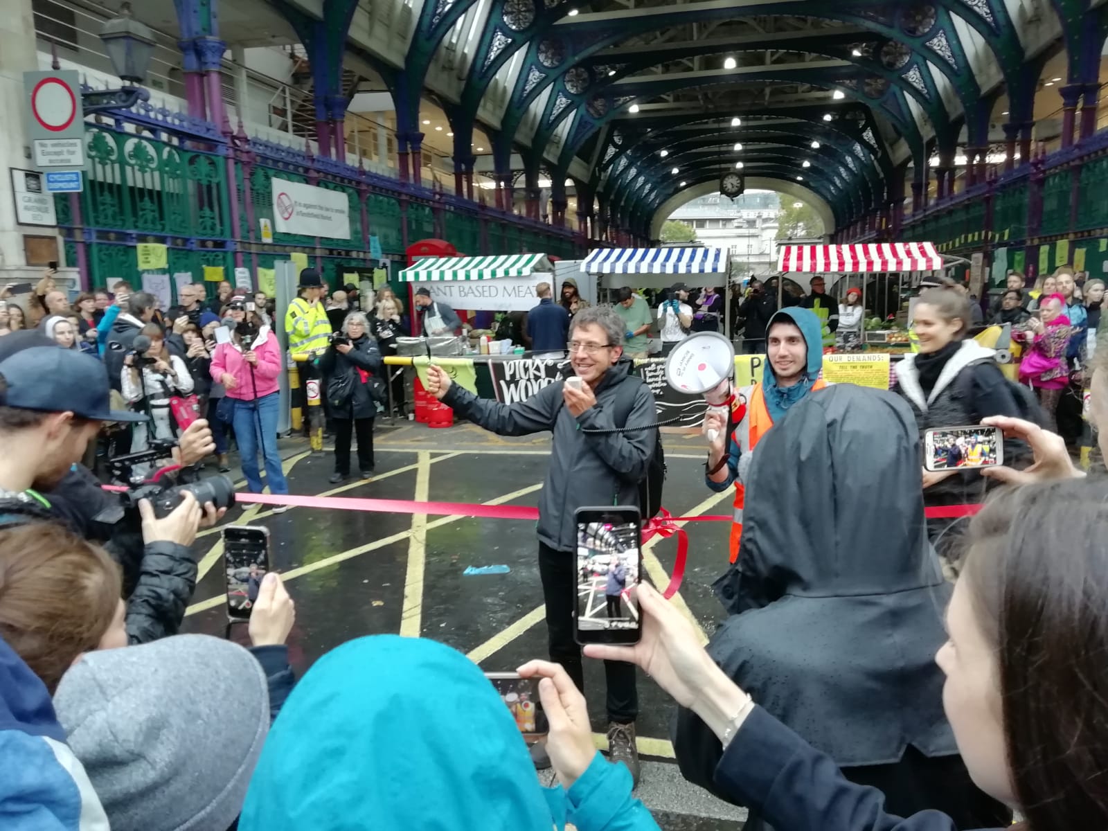 George Monbiot at the Animal Rebellion occupation of Smithfield Meat Market in London