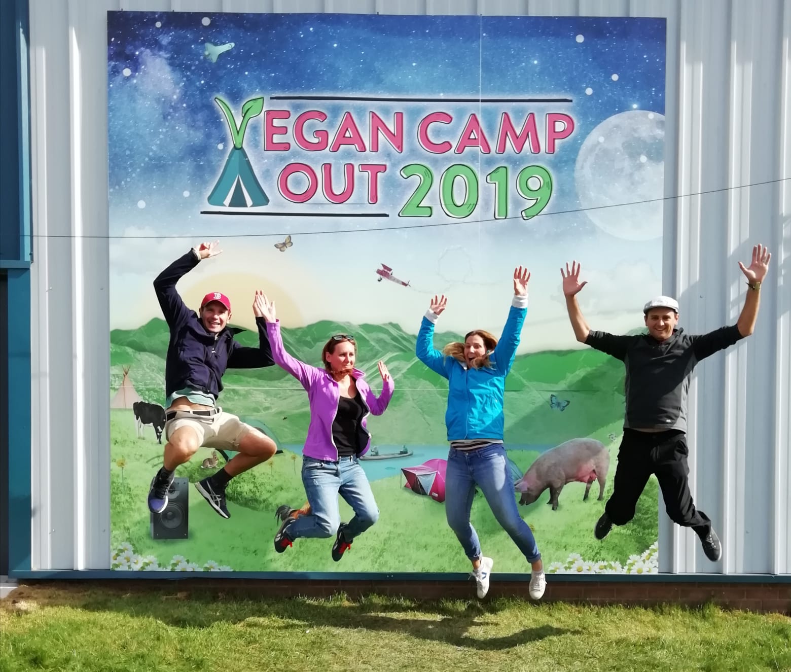 Jumping for joy at the Vegan Campout 2019