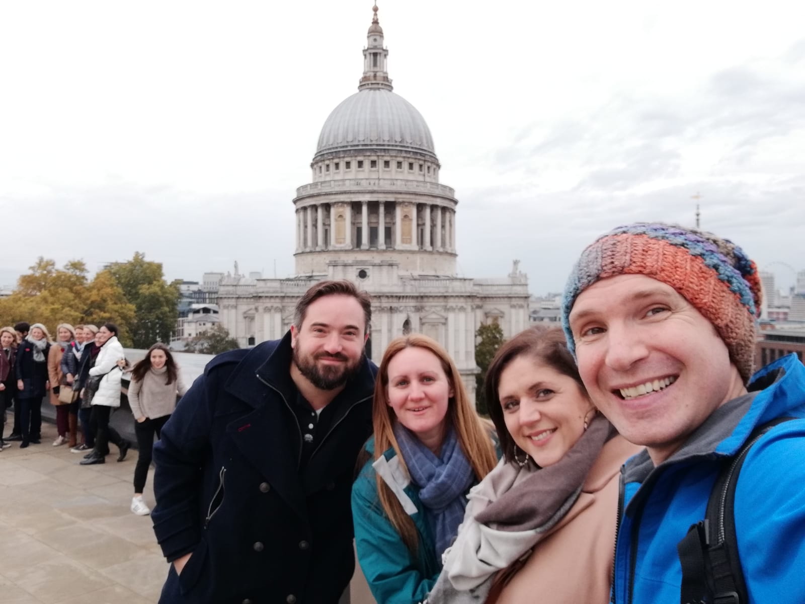 Us with friends overlooking St Paul's Cathedral, London