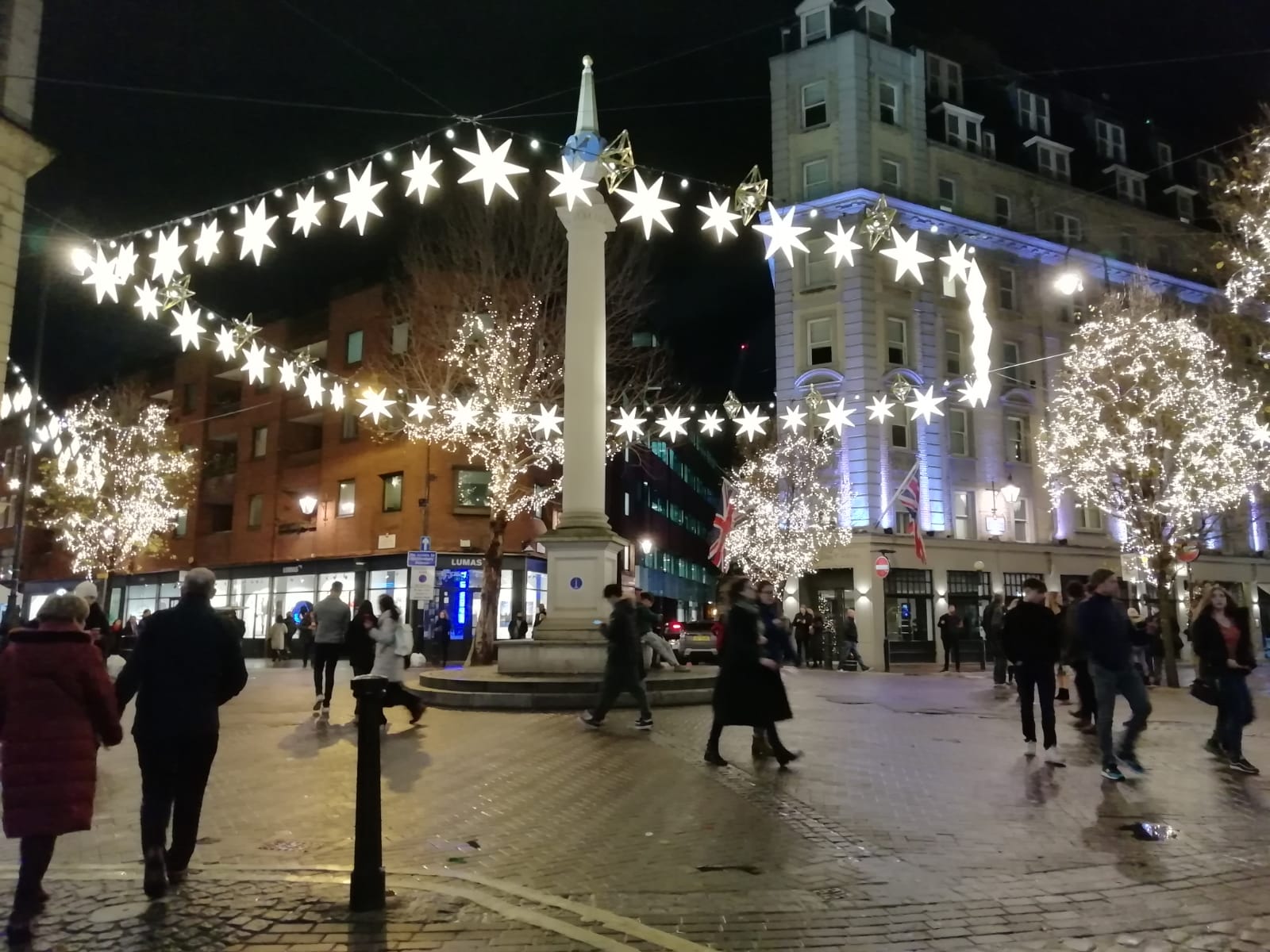 Christmas lights at Seven Dials, Covent Garden, London