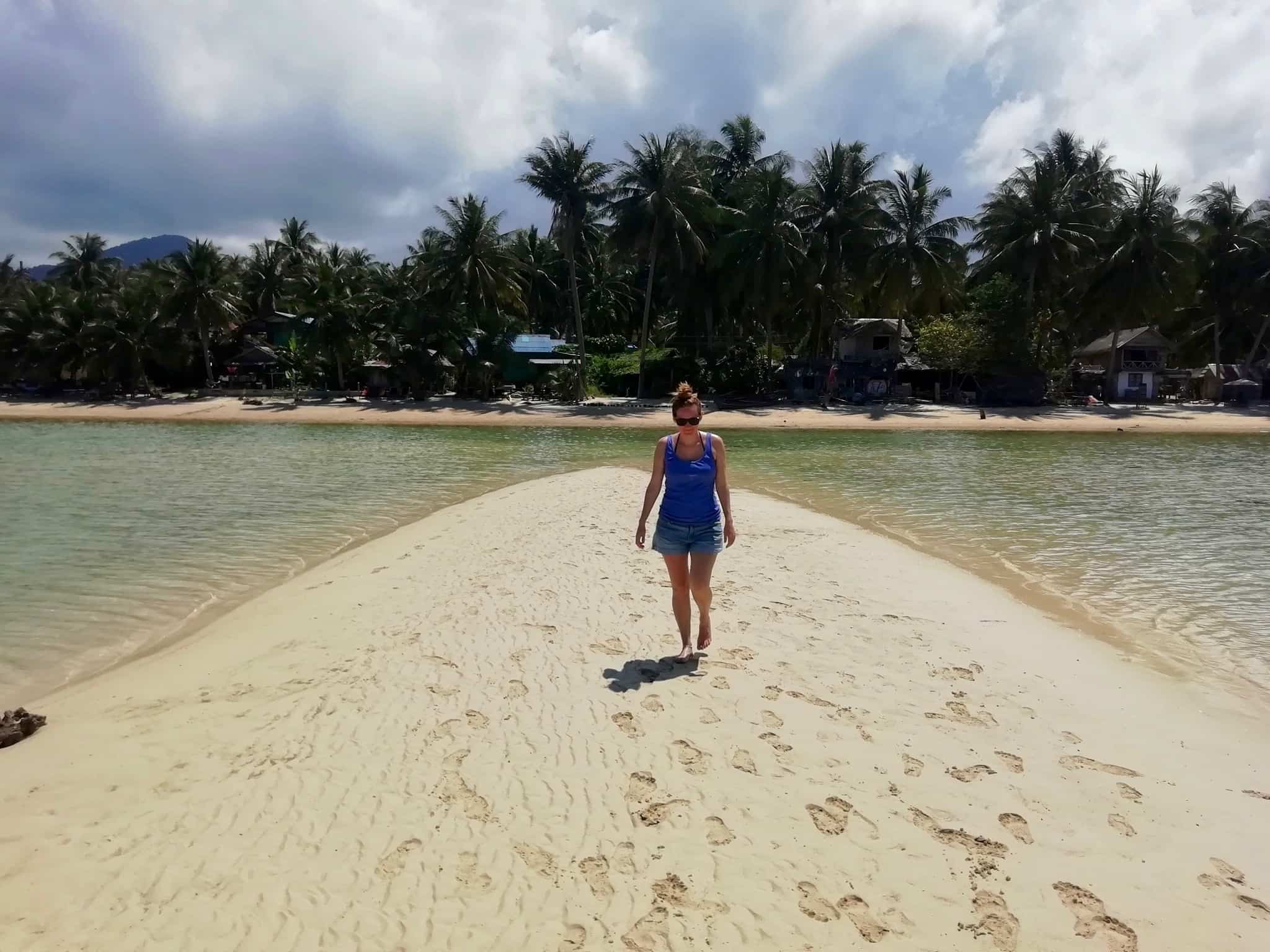 Me walking on a sandbar on Koh Phangan, Thailand 