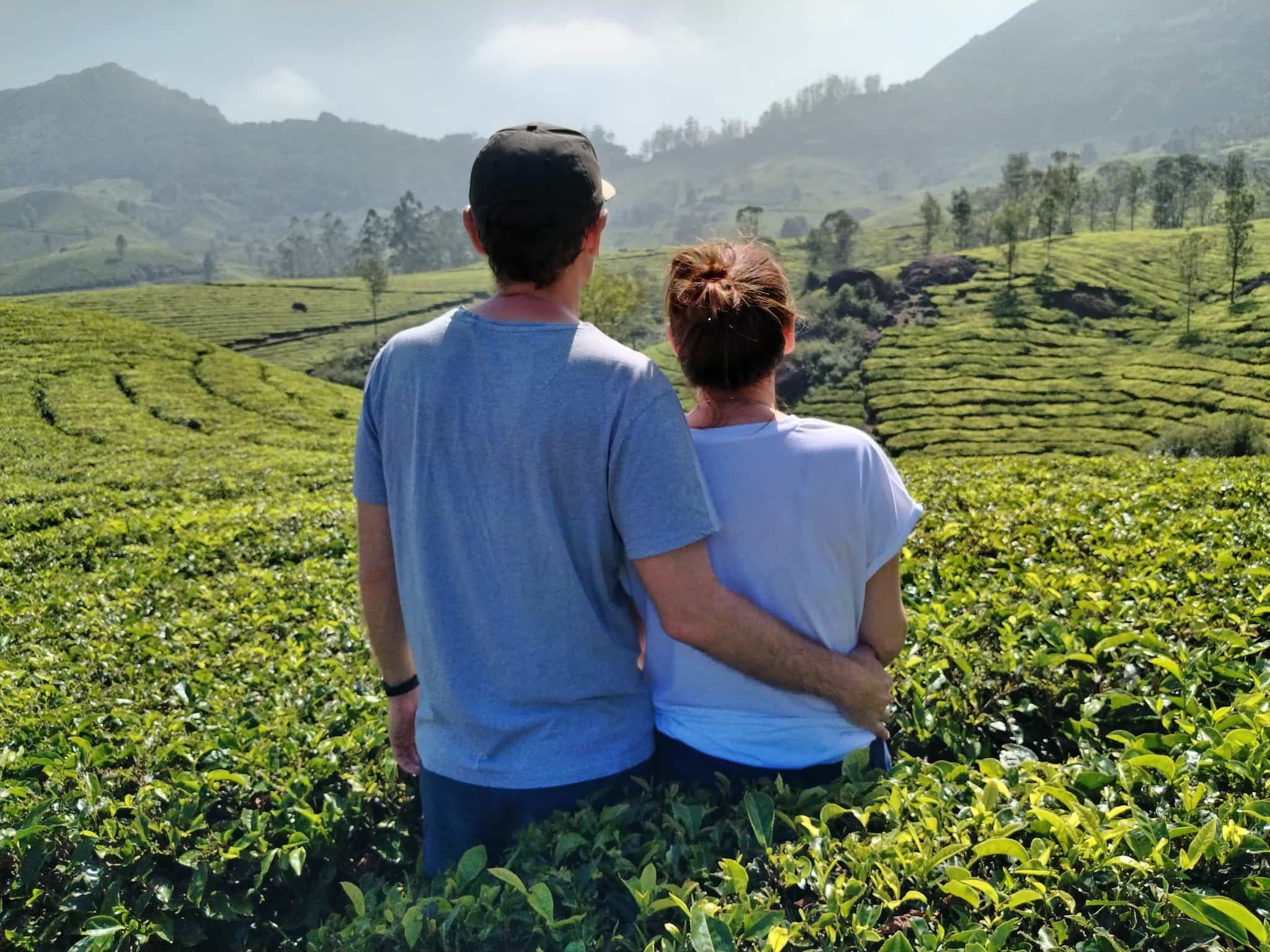 Us at the Lockhart Tea Fields in Munnar, India