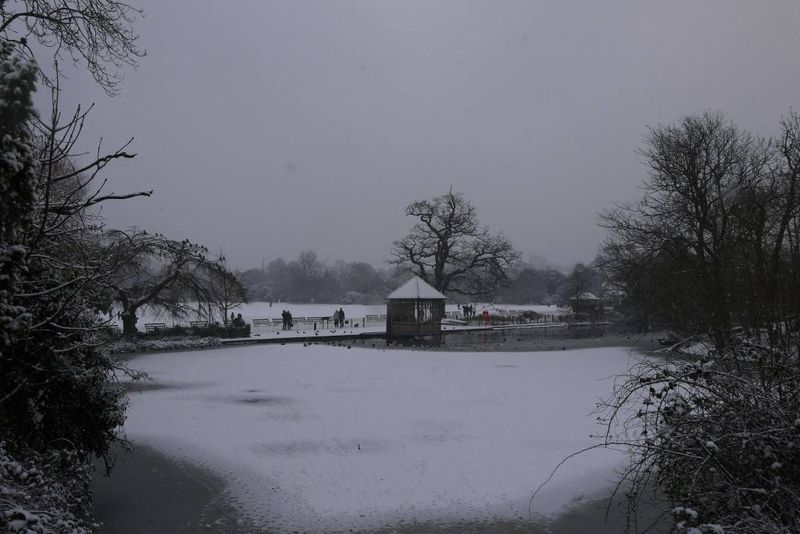 Dulwich Park Lake in the Snow