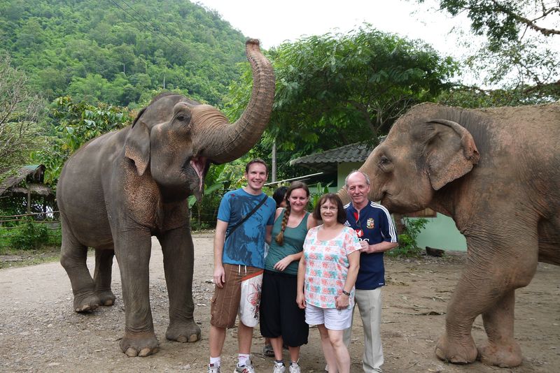 Andrew and I with my Parents at Elephant Nature Park