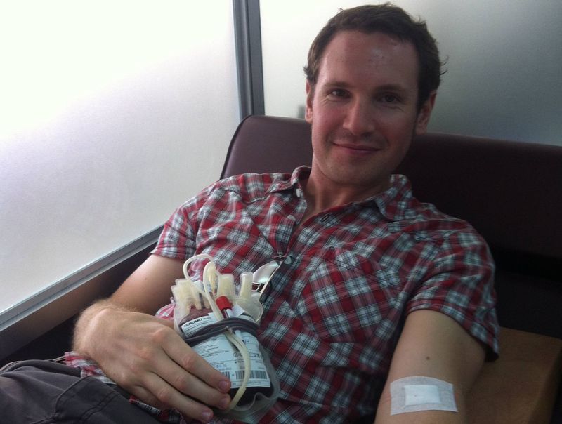 Andrew Giving Blood in Cambodia