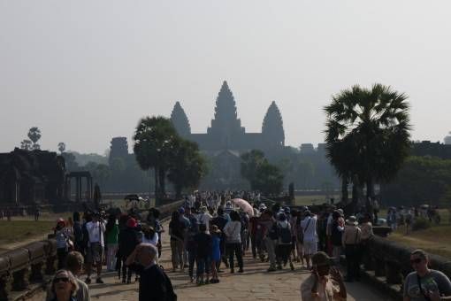 Crowds at Angkor Wat in Cambodia