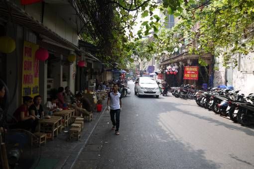 Coffee shops with small stools in Hanoi