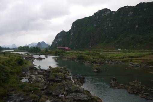 A River and Limestone Mountains in Northern Vietnam