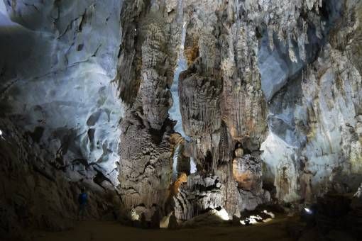 Stalactites and stalagmites in Phong Nha Cave