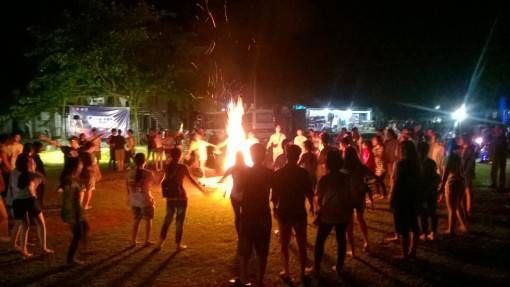 Crazy Vietnamese teenagers fire dancing in Mai Chau