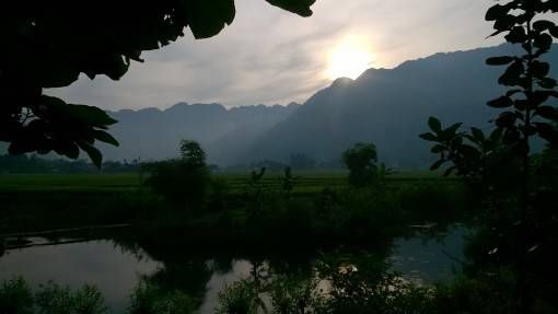 Sunset from our Mai Chau bungalow