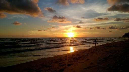 Sunset on White Sand Beach in Koh Chang, Thailand