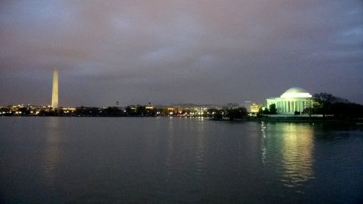 Tidal Basin in Washington DC with the Jefferson Memorial and Washington Monument