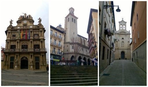 Pamplona streets and cathedrals in Spain
