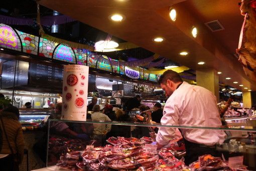 Ham and Meat at the Boqueria Market, Barcelona