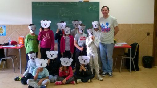 Making Koala masks at English camp in Spain
