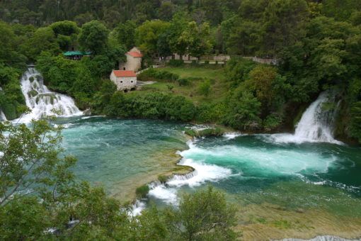 View of the Krka waterfalls in Croatia