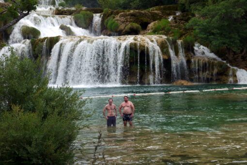 Swimming in Skradinski Buk Waterfall in Krka, Croatia