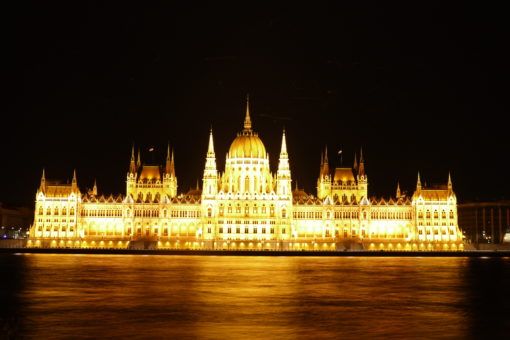 The Budapest Parliament Building lit up at Night 