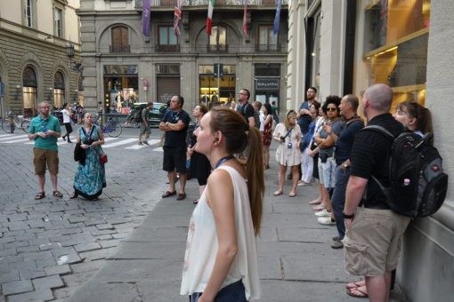Amy taking soaking in the history on the dark heart of Florence tour