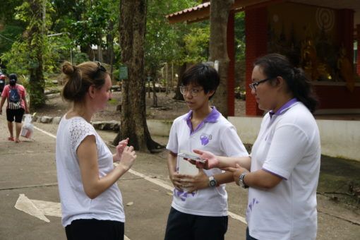 Amy being interviewed by some Thai students in Chiang Mai 