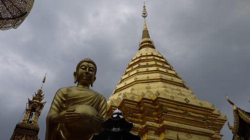 Buddha and Pagoda at Doi Suthep Temple, Chiang Mai
