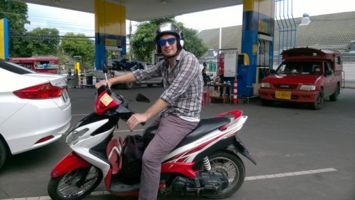 Andrew on a motorbike in Chiang Mai