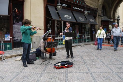 Busking string band in Prague 