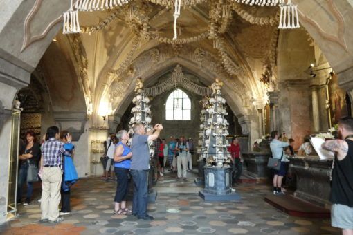 Inside the Kutna Hora Bone Church in the Czech Republic