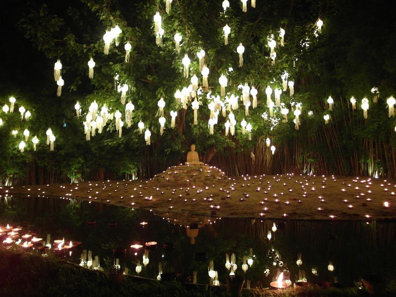 Lantern display at Wat Phan Tao temple for Yi Peng Festival 2016