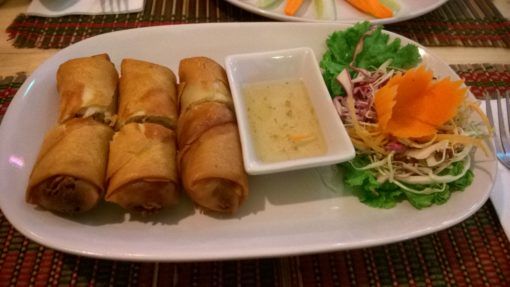 Vegetable spring rolls from Taste From Heaven restaurant in Chiang Mai 