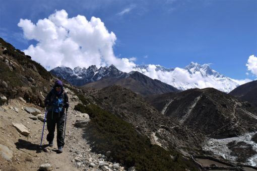 Me hiking along the road to Everest Base Camp in Nepal