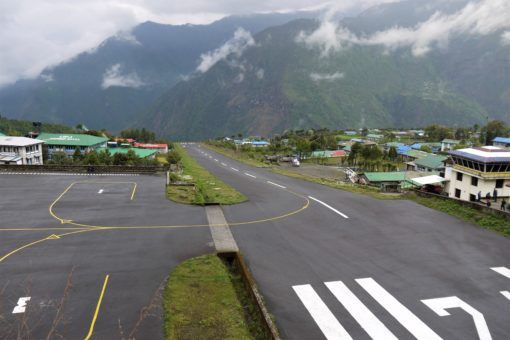 The scarily short runway at Lukla Airport in Nepal