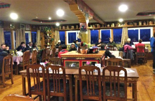 The dining room at Khumbu Lodge, Namche Bazaar