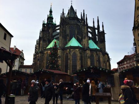 St George's Basilica at Prague Castle Christmas Market, Czech Republic