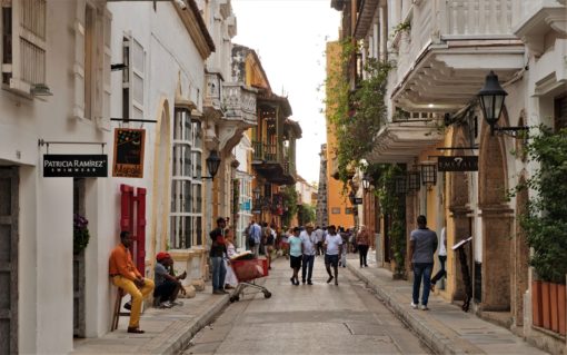 Busy streets in Cartagena, Colombia