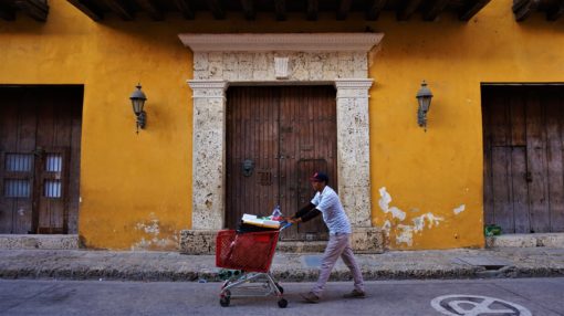 Picturesque doors and buildings in Cartagena