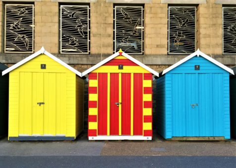 Colourful beach huts in Boscombe, Bournemouth