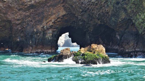 The 'Man's Face' rock formation at the Ballestas Islands, Peru