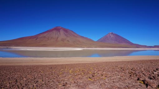 Desert landscape and Laguna Blanca/Verde, Bolivia