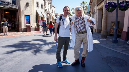 Andrew with Doc from Back to the Future at Universal Studios Hollywood