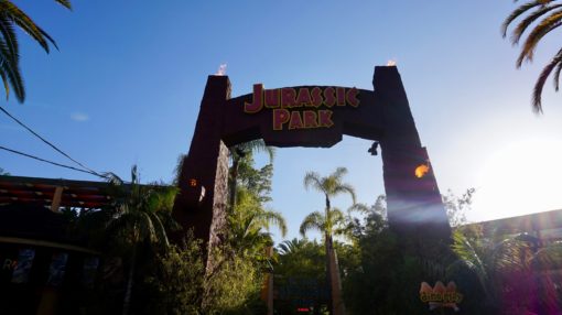 Entrance to the Jurassic Park ride at Universal Studios Hollywood