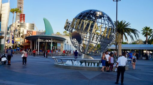 Universal Studios Hollywood globe at the entrance to the park