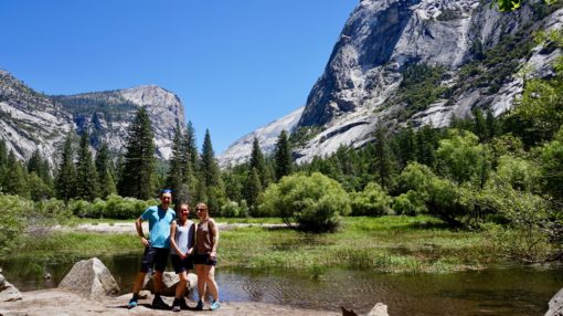 Us hiking around Mirror Lake in Yosemite National Park, California